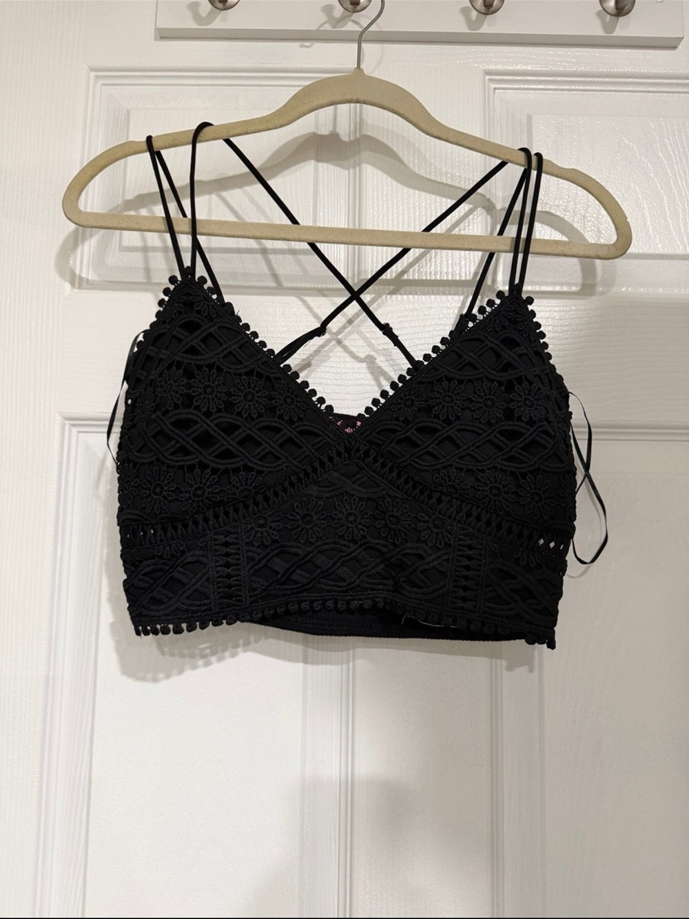 Francesca's Collections Black Crochet Bralette Crop Top